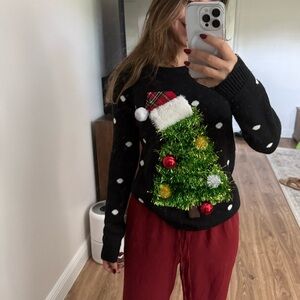 Festive Ugly Black Christmas Tree Sweater